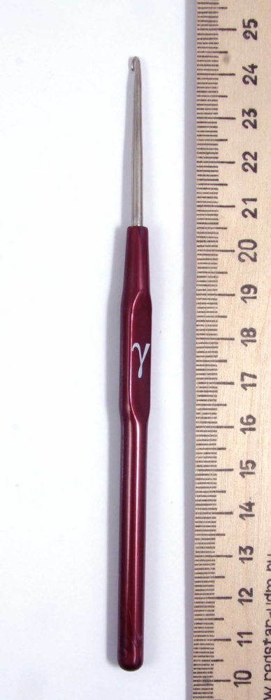 Крючок вязальный металлический № 1,9, с пластиковой ручкой, 14 см