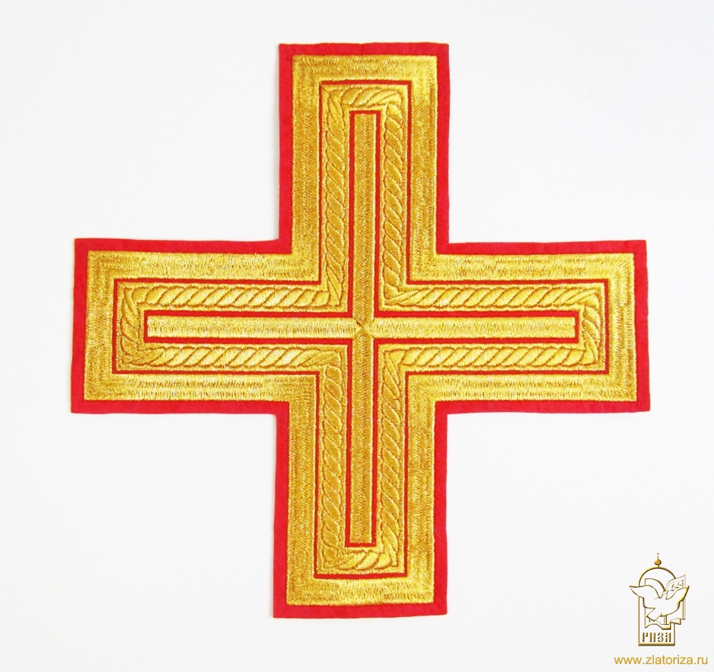Крест на Престол/Жертвенник АНДРЕЕВСКИЙ,, красный с золотом, 23 см