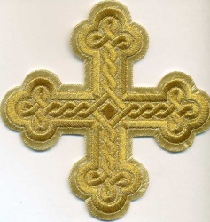 Крест 2 ОКРУГЛАЯ ПЛЕТЕНКА, лаке с золотом, 10-12 см