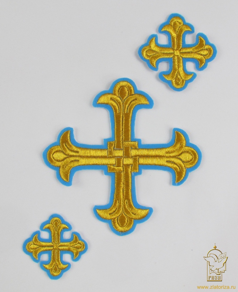 Набор крестов, дьяконский, ЛУКОШКО, голубой с золотом, 10 шт