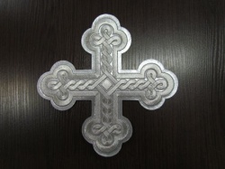 Крест 1 ОКРУГЛАЯ ПЛЕТЕНКА, лаке с серебром,14,5 -16 см