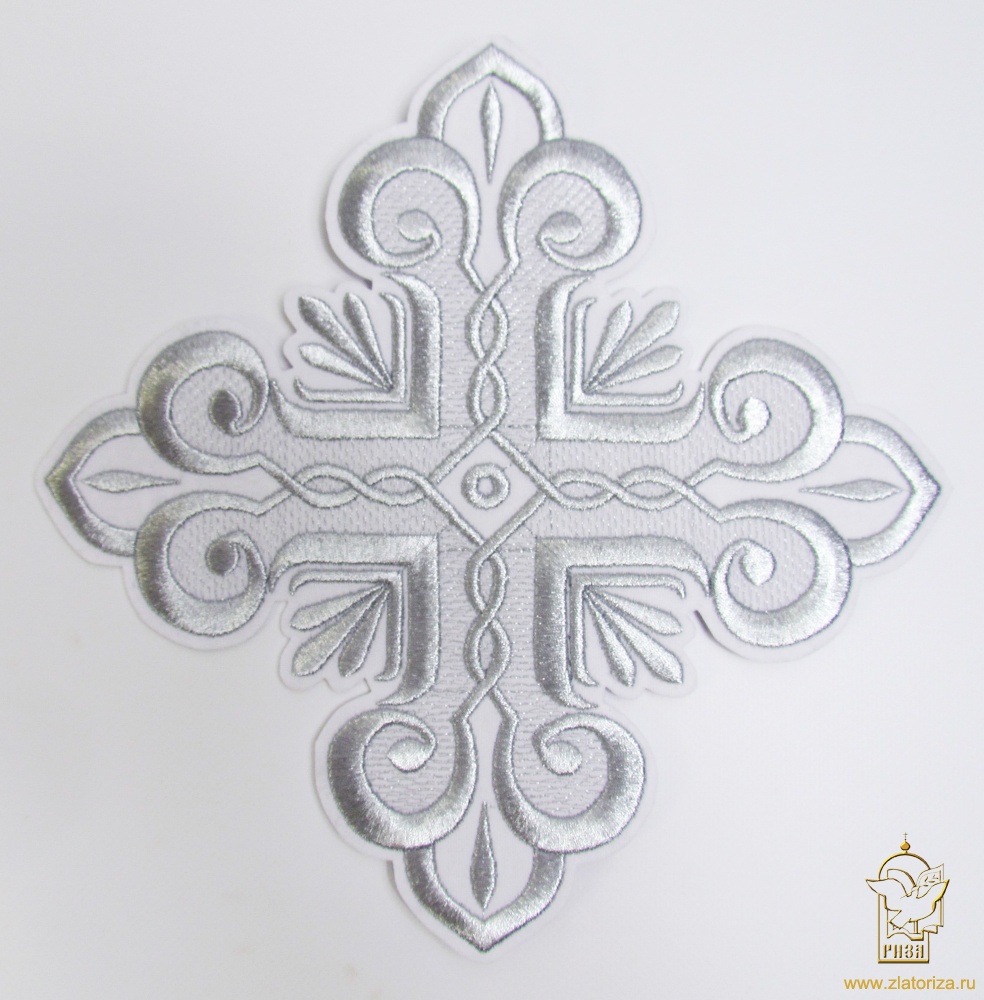 Крест Престол/Жертвенник КАШТАН, белый с серебром, 27 см