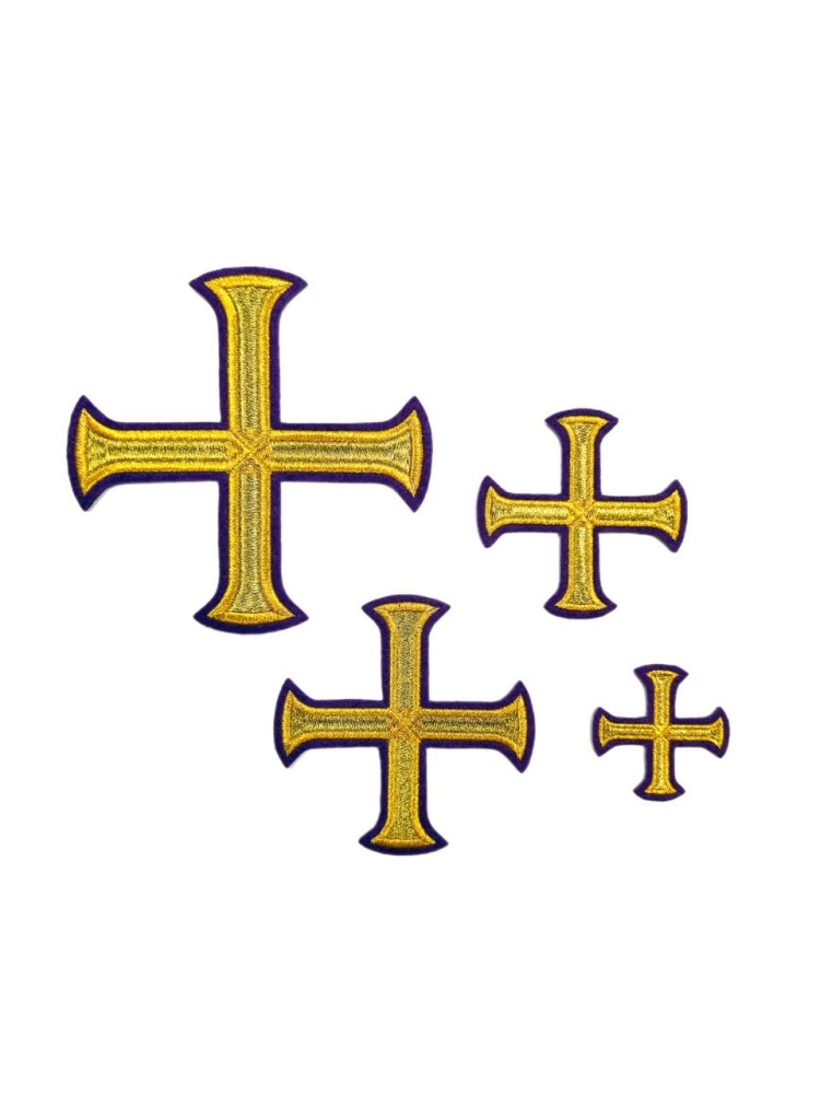 Крест 3 БУЛАТ фиолетовый с золотом, 9 см, ВИО