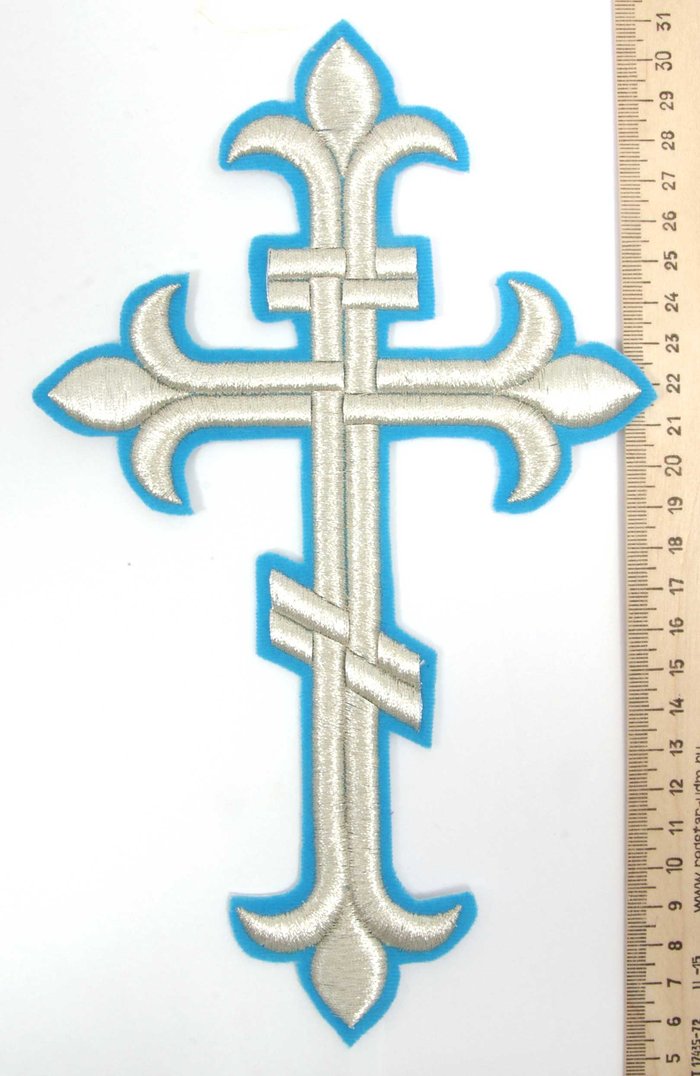 Крест Аналойный восьмиконечный, голубой с серебром, высота 25 см