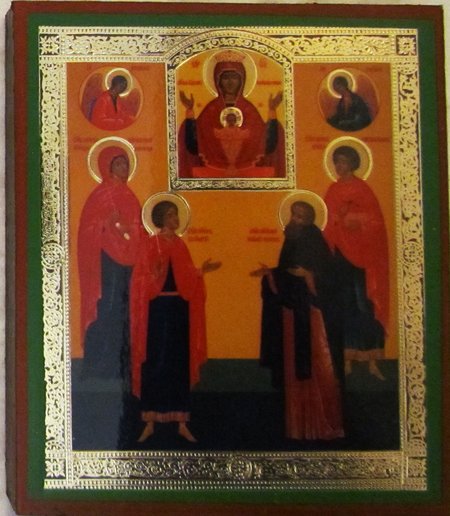 Икона Неупиваемая Чаша Божия Матерь Б 023 двойное тиснение 8,5х11,5 на деревянной доске