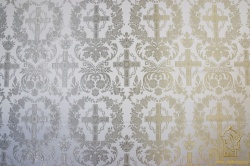 Парча ТЕРНОВЫЙ ВЕНЕЦ, белая с серебром, шир. 150 см Парча ТЕРНОВЫЙ ВЕНЕЦ, белая с серебром, шир. 150 см