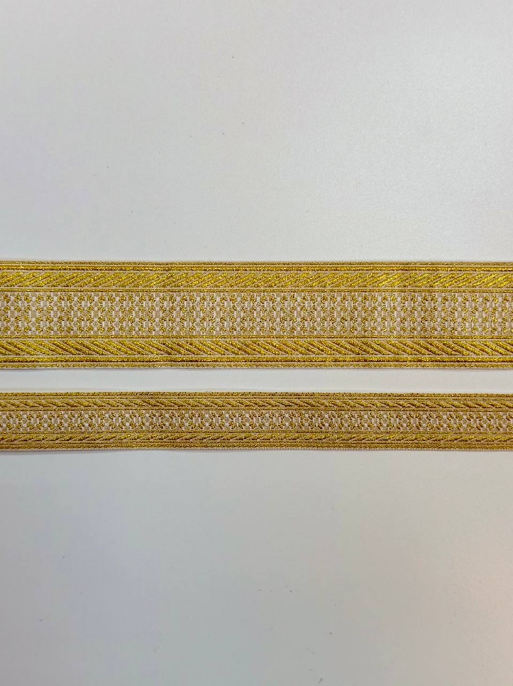 Галун РОМАШКА, белый с золотом, шир. 2,2 см, РА