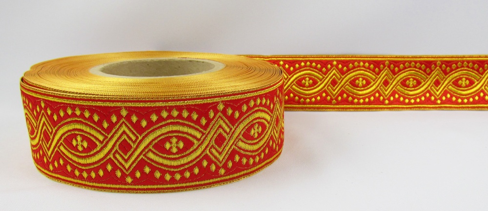 Галун КОСТРОМА, красный с золотом, шир. 5 см, РА