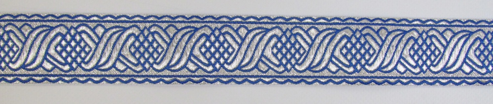 Галун КОСИЧКА, синий с серебром, шир. 5 см, РА