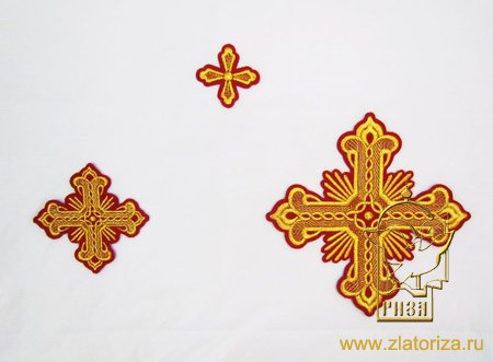 Набор крестов, иерейский, ПРАЗДНИЧНЫЙ красный с золотом, 14 шт, арт. 22281