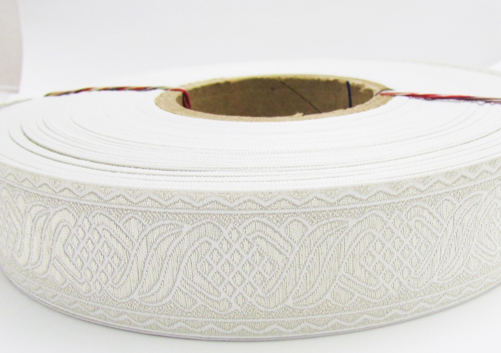 Галун КОСИЧКА, белый с серебром, шир. 4 см, РА