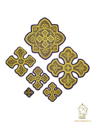 Набор крестов, иерейский, КРУЖЕВНИЦА, фиолетовый с золотом, 14 шт