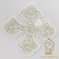 Крест 3 УЗОРНЫЙ белый со светлым и/или темным серебром,8-9 см