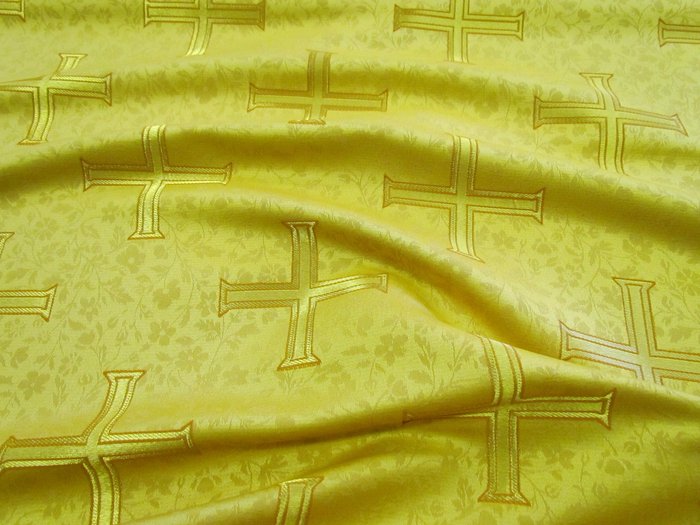 Парча ЕФРОСИНЬЯ, желтая с золотом, шир. 150 см, Рахманово