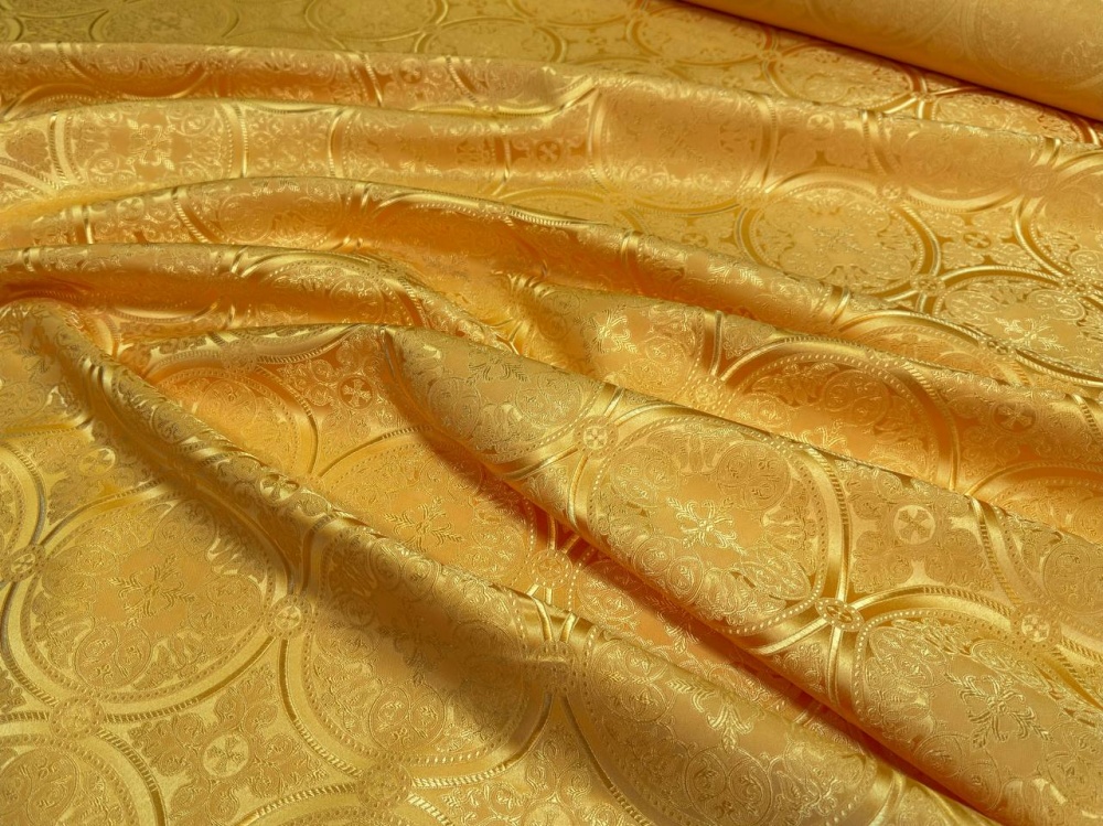 Шелк ВЛАДИМИРСКИЙ, желтый с золотом, шир. 150 см, Рахманово