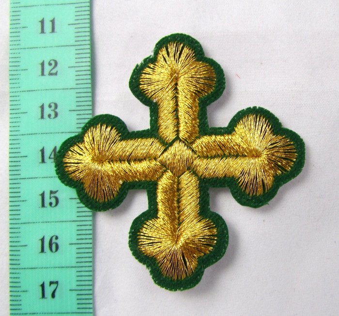 Крест 5, зеленый с золотом,4-5 см