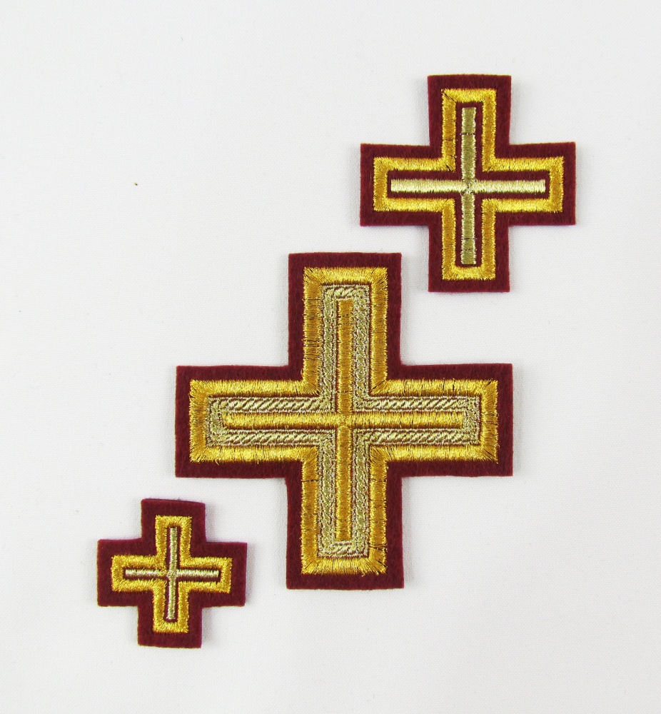 Набор крестов, иерейский, АНДРЕЕВСКИЙ, бордо с золотом, 14 шт