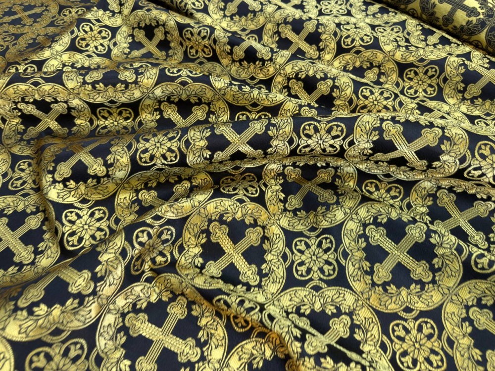 Шелк МИЛЕНА, черный с золотом, шир. 150 см