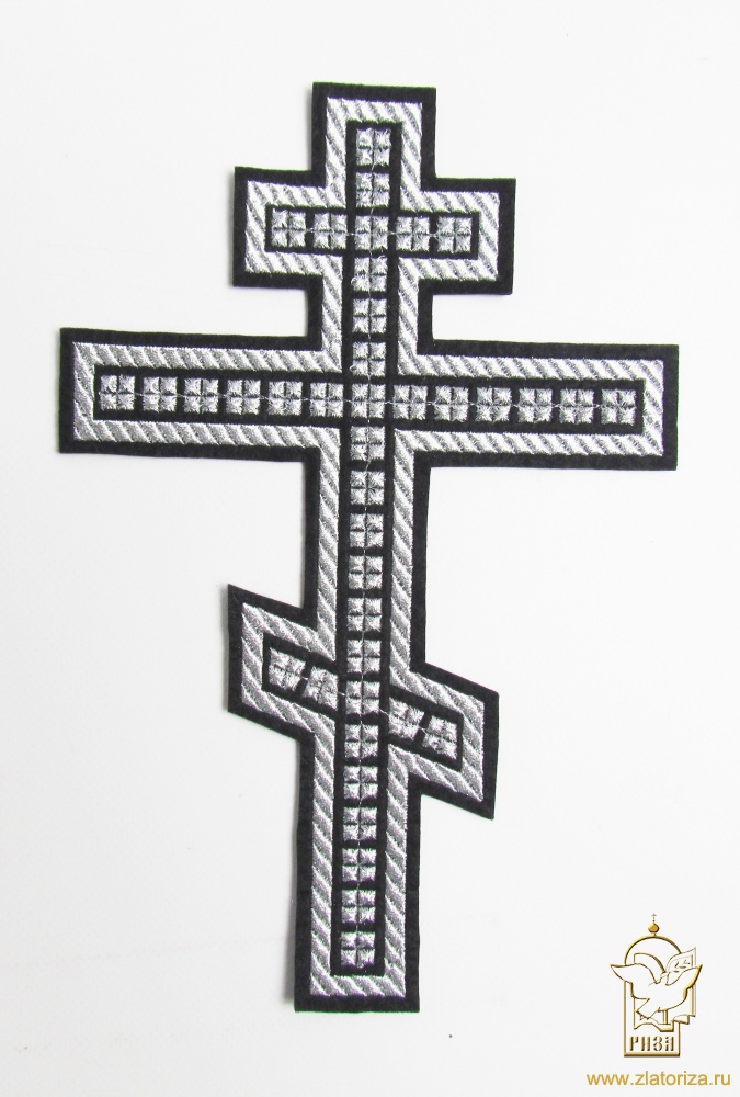 Крест ГОЛГОФА с кубиками, восьмиконечный, черный с серебром, высота 25 см