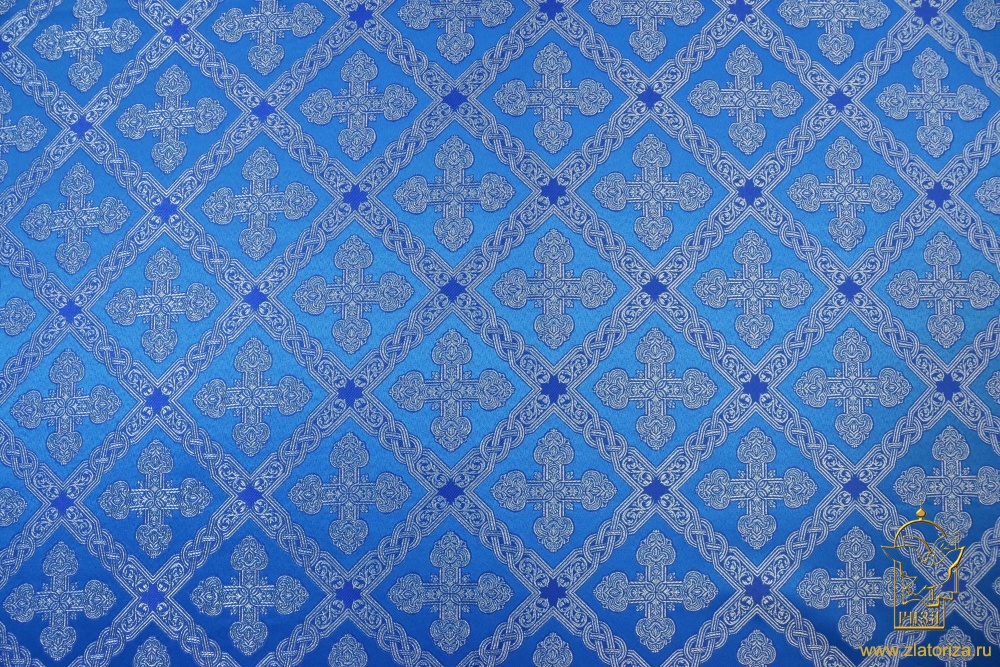 Парча ПРЕОБРАЖЕНИЕ, голубая с серебром, шир. 150 см, Рахманово