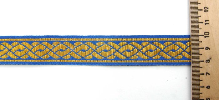 Галун Ногинск ПЛЕТЕНКА голуб. золот. шир. 2,3 см