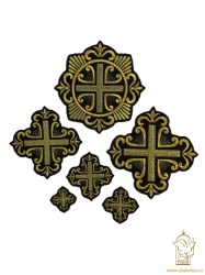 Набор крестов ПОКРОВСКИЙ W 108, иерейский, черный с золотом, 14 шт, Набор крестов ПОКРОВСКИЙ W 108, иерейский, черный с золотом, 14 шт,