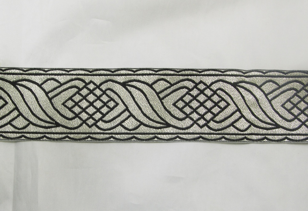 Галун КОСИЧКА, черный с серебром, шир. 4 см, РА