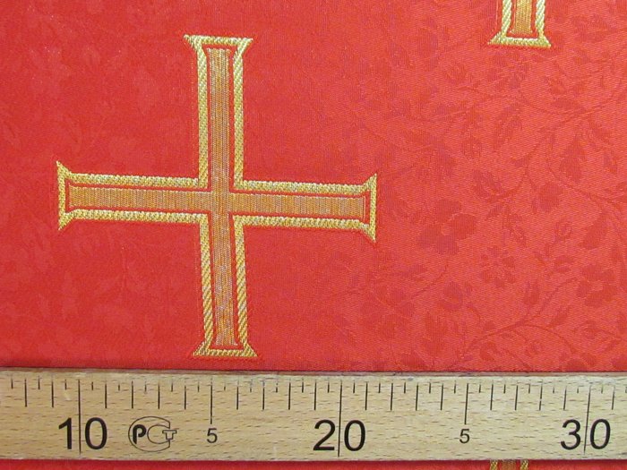 Парча ЕФРОСИНЬЯ, красная с золотом, шир. 150 см, Рахманово