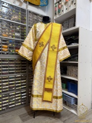 Орарь двойной желтый с бордо, парча, без поручей