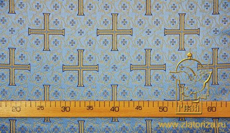 Парча Греция АФОН, голубая с золотом, шир. 150 см