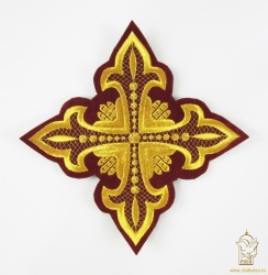 Крест 1 ОСТРЫЙ, бордо с золотом,14,5 -16 см