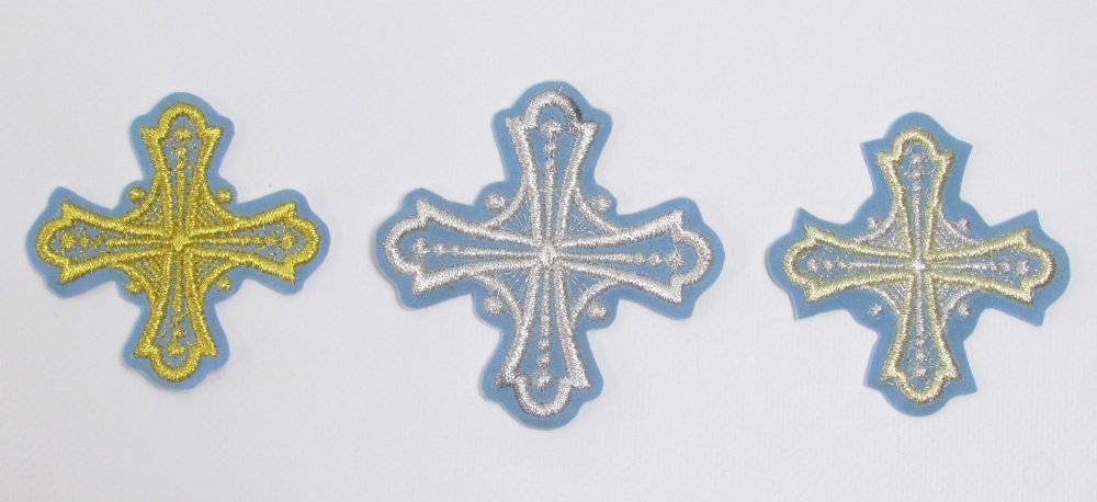 Крест 3 ГЕОРГИЙ, голубой с золотом,8-9 см