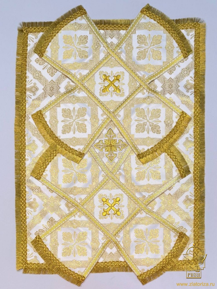 Покровцы парча Оренбург, цвет - белый с золотом