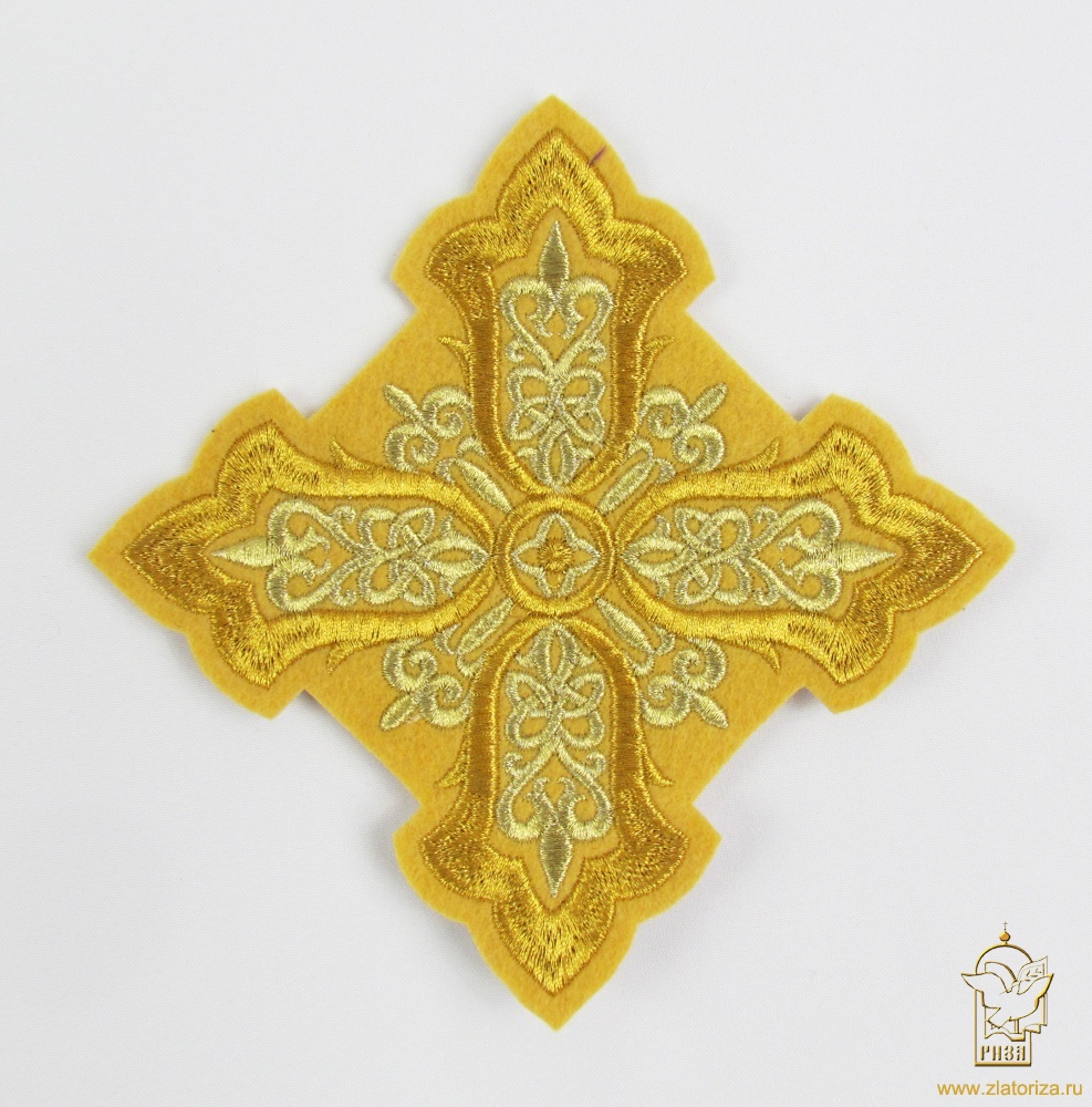 Крест 1 ВИЗАНТИЯ горчица с золотом,14,5 -16 см