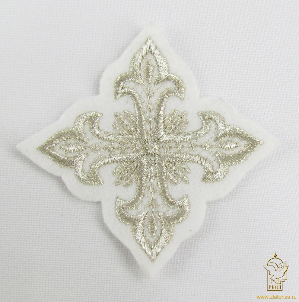 Крест 4 ОСТРЫЙ, белый со светлым серебром,6-7 см