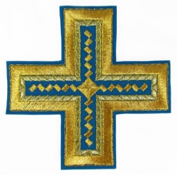 Крест 1 НОВГОРОДСКИЙ КРЕСТ, голубой с золотом,14,5 -16 см