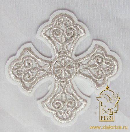 Крест 4 УЗОРНЫЙ белый со светлым и/или темным серебром,6-7 см