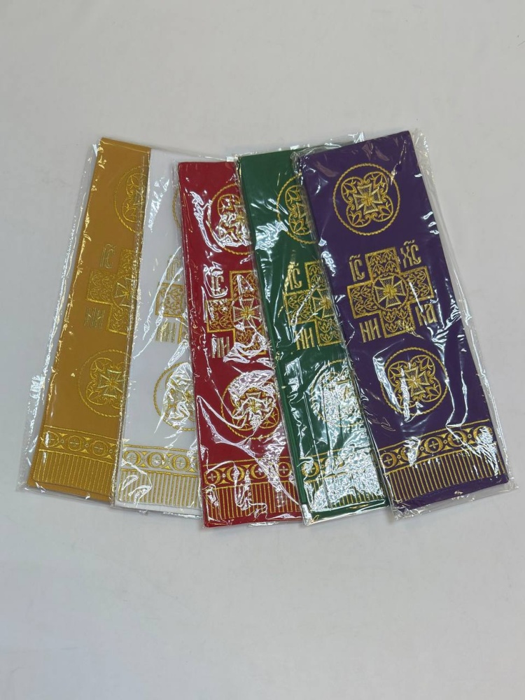 Закладка вышитая, фиолет с золотом, шир. 13 см