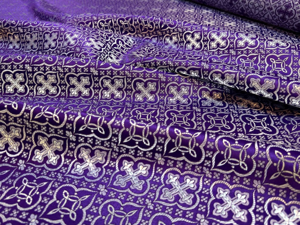 Шелк МУРОМСКИЙ (малый) , фиолет с серебром, шир. 150 см, Рахм