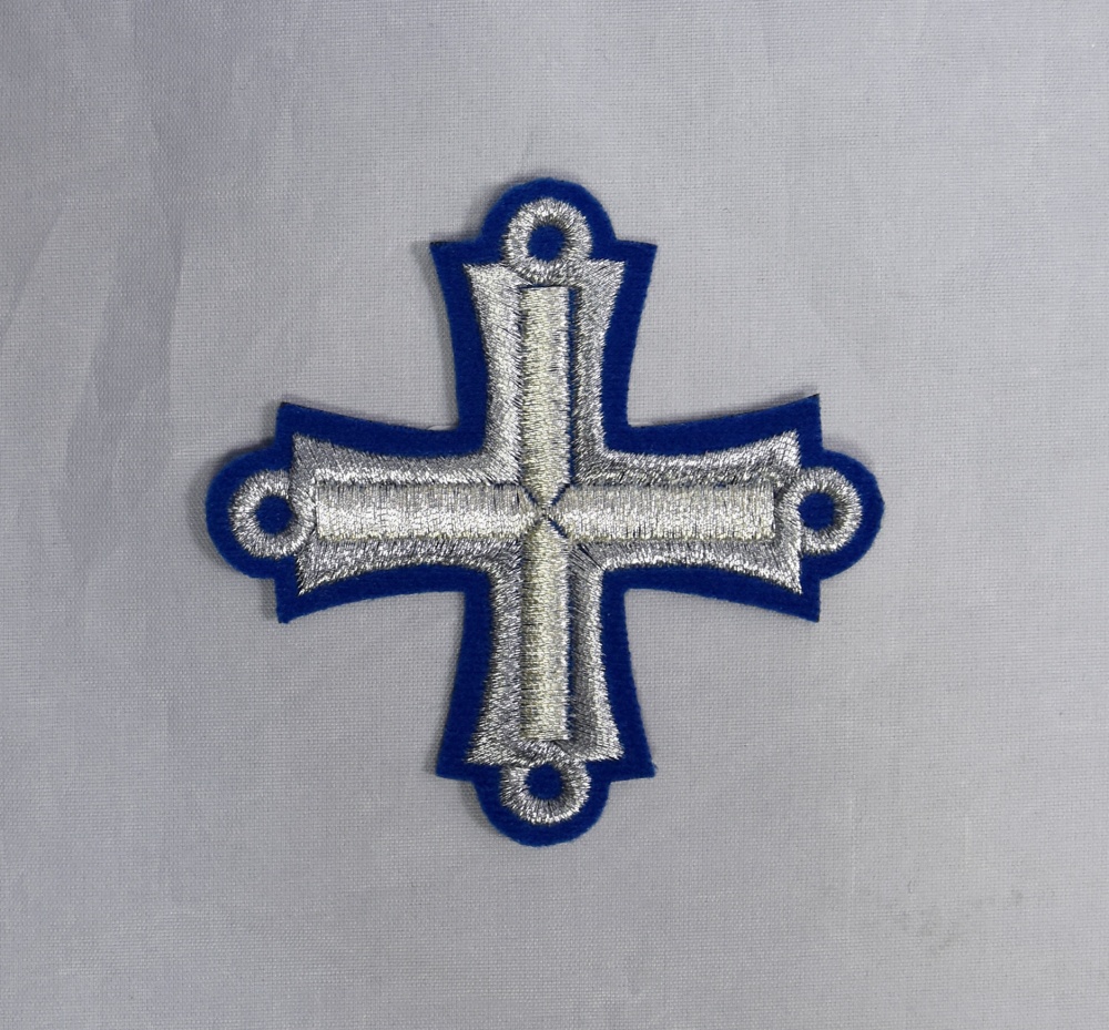 Крест 3 ПЕТЕЛЬНЫЙ, синий с серебром,8-9 см