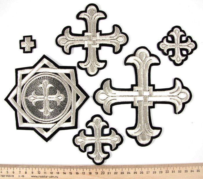 Набор крестов, иерейский, ЛУКОШКО, черный с серебром, 14 шт