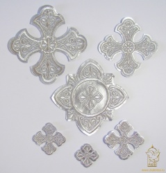 Набор крестов, иерейский, УЗОРНЫЙ, лаке, серебро, 14 шт
