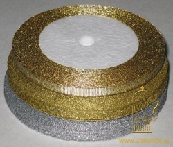 Лента парчовая, золото\серебро, шир. 1 см, арт. L0403