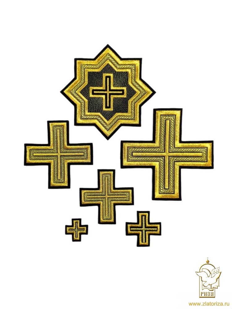 Набор крестов, иерейский, АНДРЕЕВСКИЙ, черный с золото, 14 шт