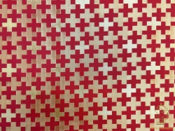 Шелк НОВГОРОДСКИЙ КРЕСТ, красный с золотом, шир. 150 см, Павловский Посад