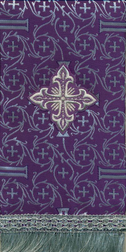 Закладка для служебных книг, шелк, фиолетовая с серебром шир. 14,5 см