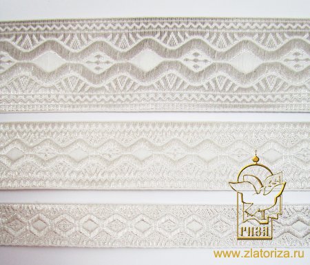 Галун Греция ВОЛНА, шир. 2,5 см, белый с серебром