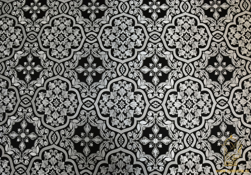 Шелк БЛАГОВЕСТ, черный с серебром, шир. 150 см, Рахманово