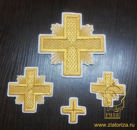 Набор крестов, иерейский, ШАХМАТНЫЙ, белый с золотом, 14 шт, арт. 22462