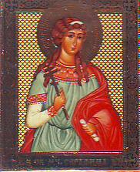 Икона Серафима святая мученица М117 двойное тиснение 3,1х3,8 на деревянной доске